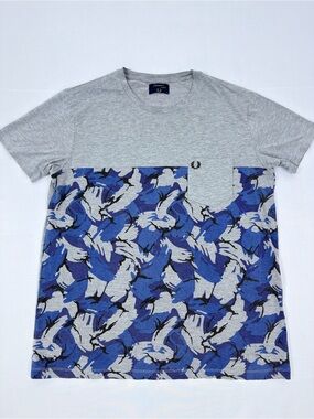 Fred Perry Grey & Blue Camouflage Pocket Tee